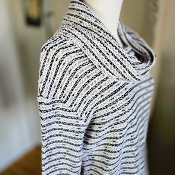 Merona Black & White Textured Cowl Neck Turtleneck Sweater with Metallic Threads - Picture 6 of 8